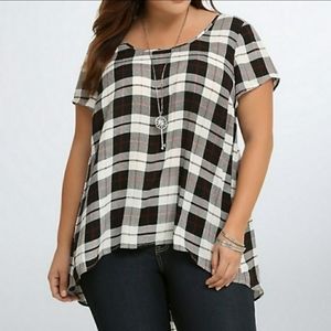 Torrid Plaid Georgette Hi-Lo Blouse Size 4X
